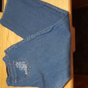 dkin blue flower rhinestone jeans